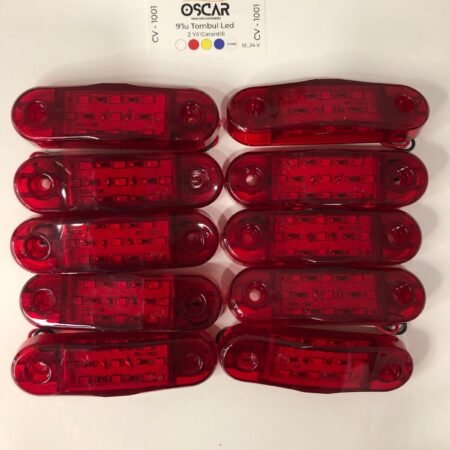 9 Ledli Tombul Parmak Led Kırmızı 12v-24v Lamba 10 Adet Led Pozisyon Lambası