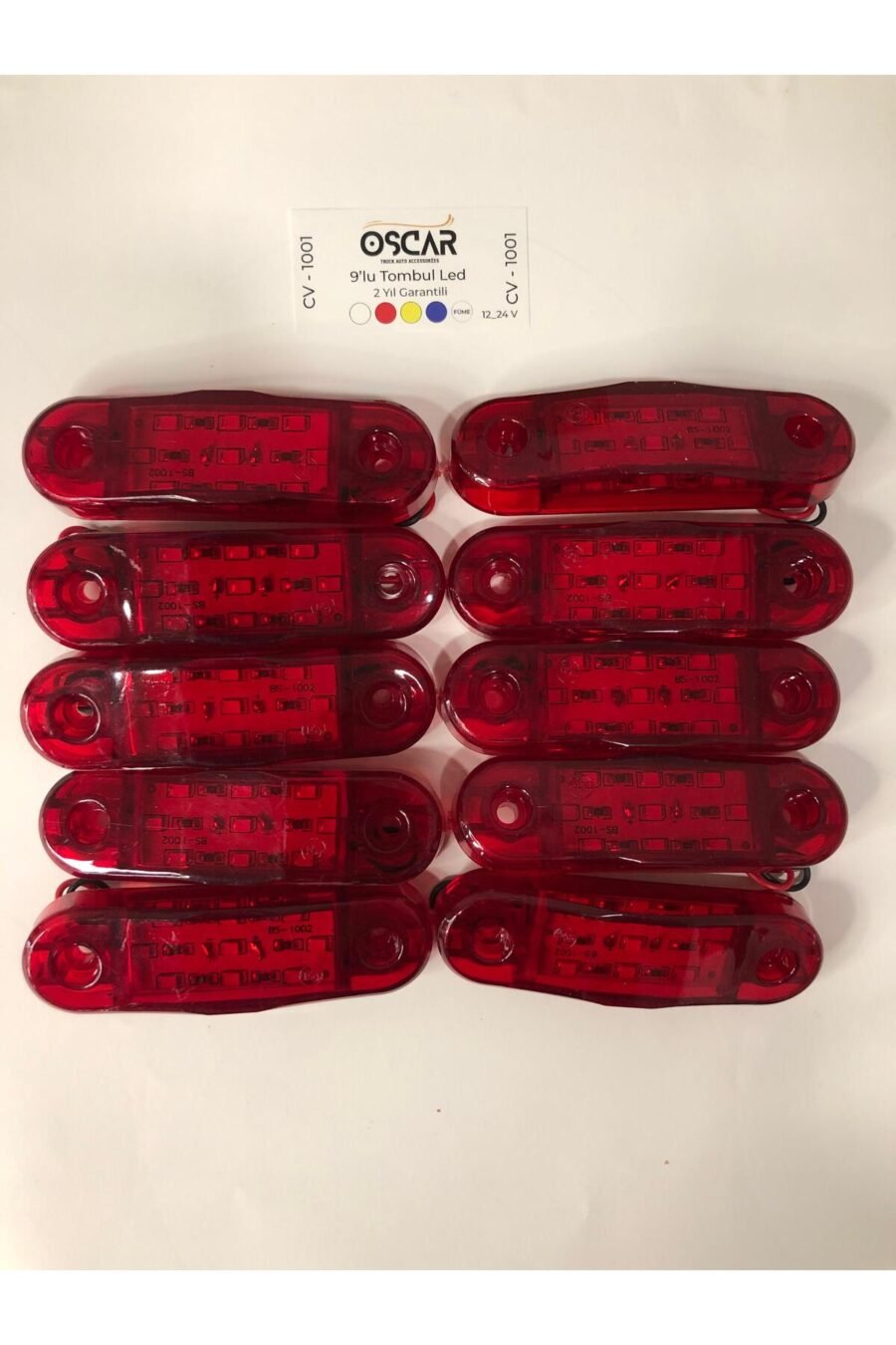 9 Ledli Tombul Parmak Led Kırmızı 12v-24v Lamba 10 Adet Led Pozisyon Lambası