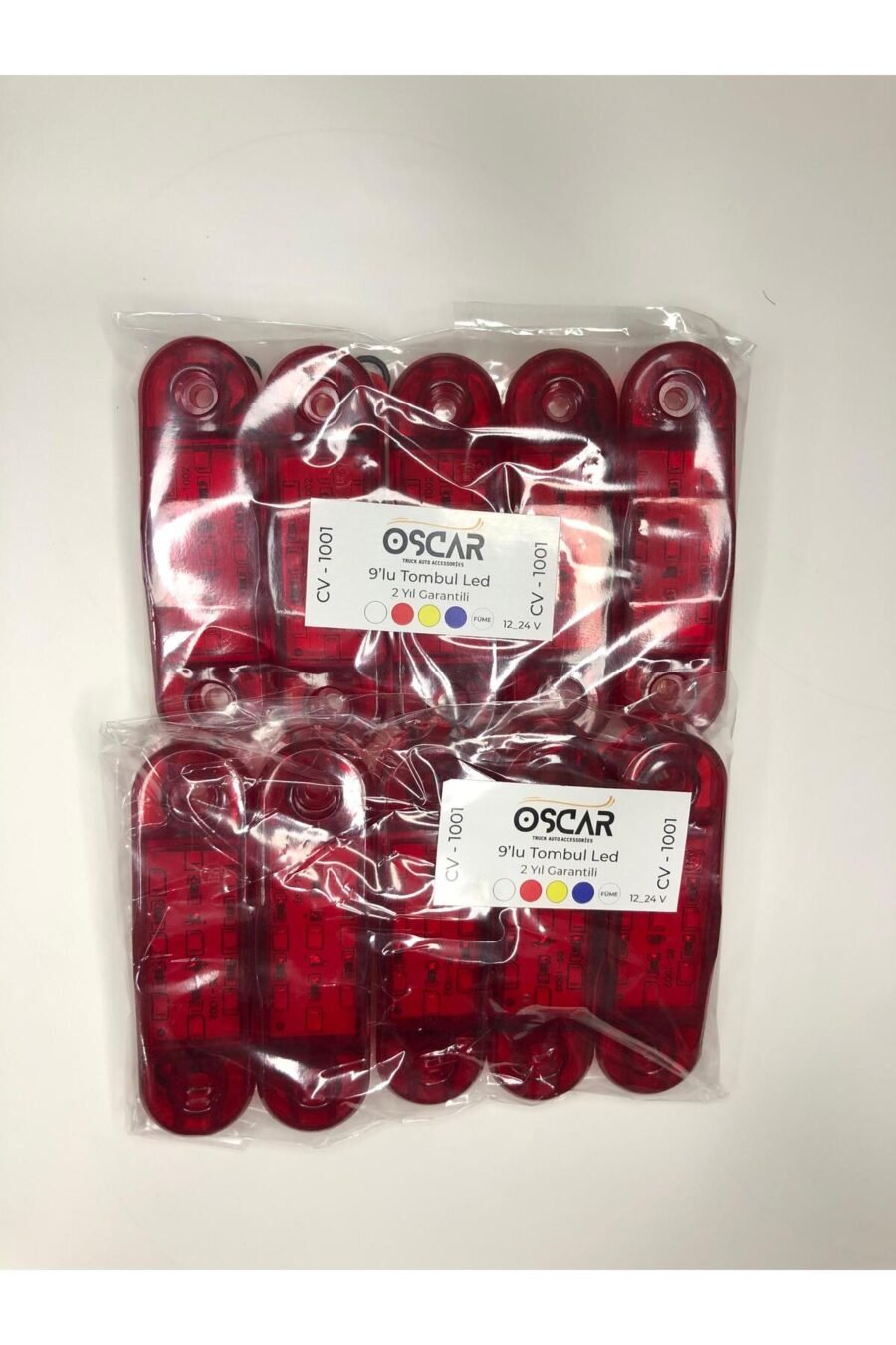 9 Ledli Tombul Parmak Led Kırmızı 12v-24v Lamba 10 Adet Led Pozisyon Lambası