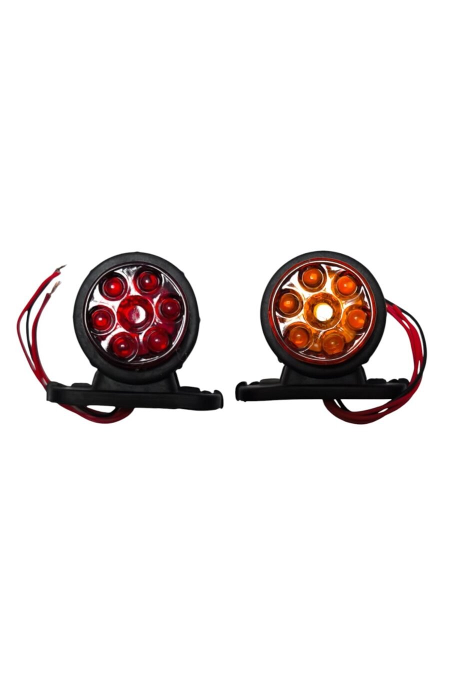 Mercekli Mini Takoz 12 Ledli Sarı-Kırmızı 12v-24v ( 10 Adet )