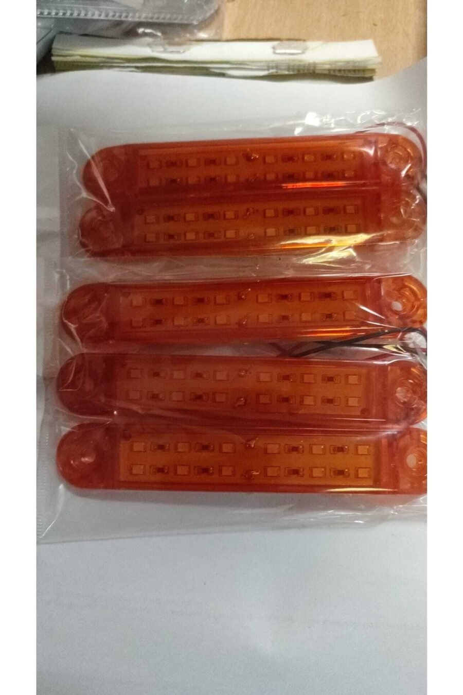 12 Led'li Çift Sıra Uzun Lamba - Turuncu (12-24v)