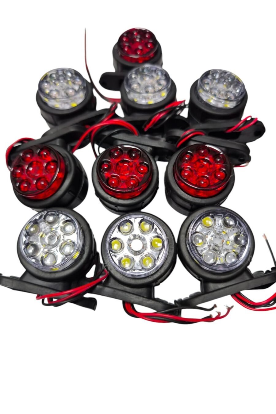 Mercekli Mini Takoz 12 Ledli Kırmızı-beyaz 12-24v