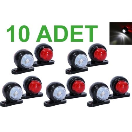 10'lu Mini Takoz Led Lamba Seti - Kırmızı/beyaz