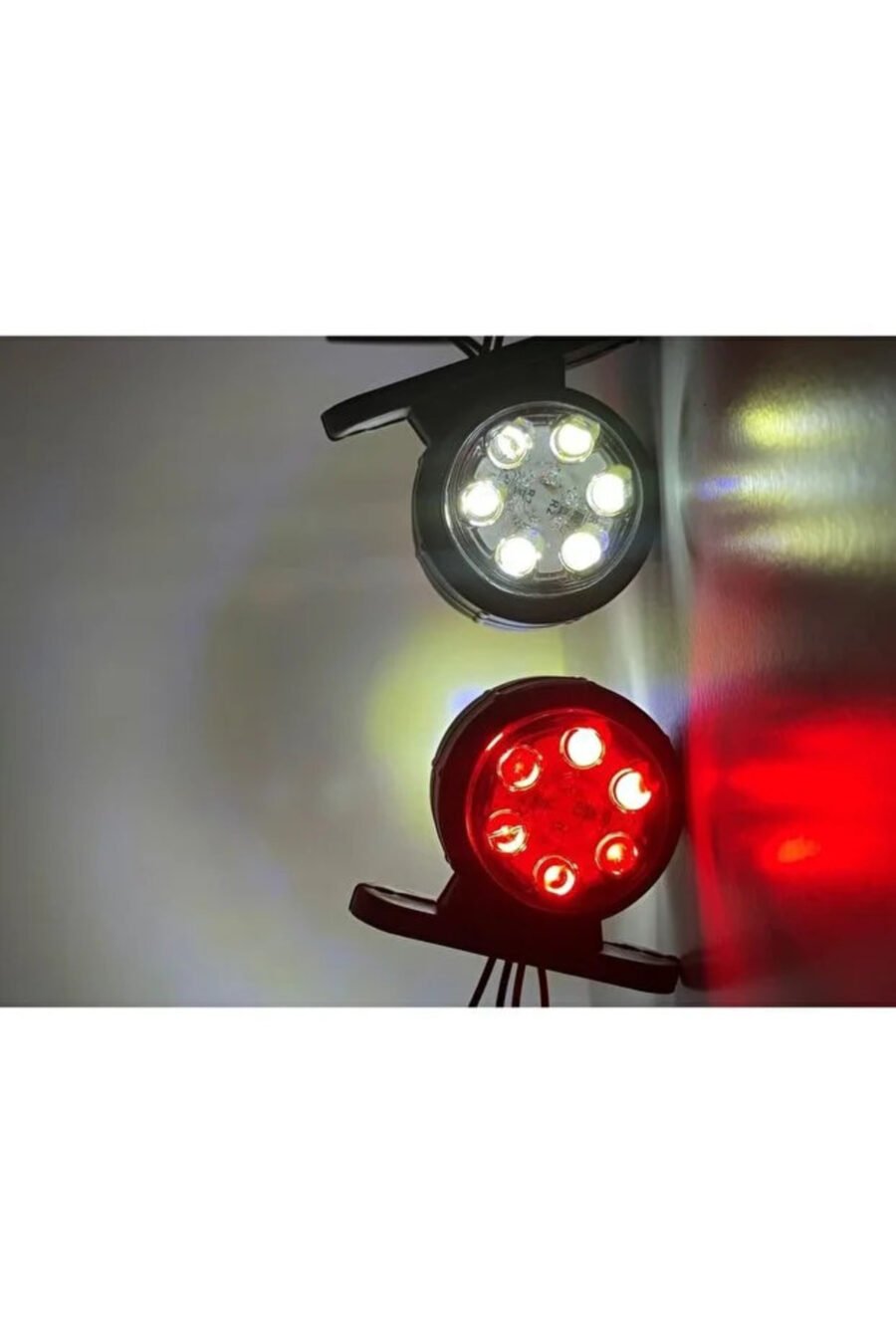 Mercekli Mini Takoz 12 Ledli Kırmızı-beyaz 12-24v