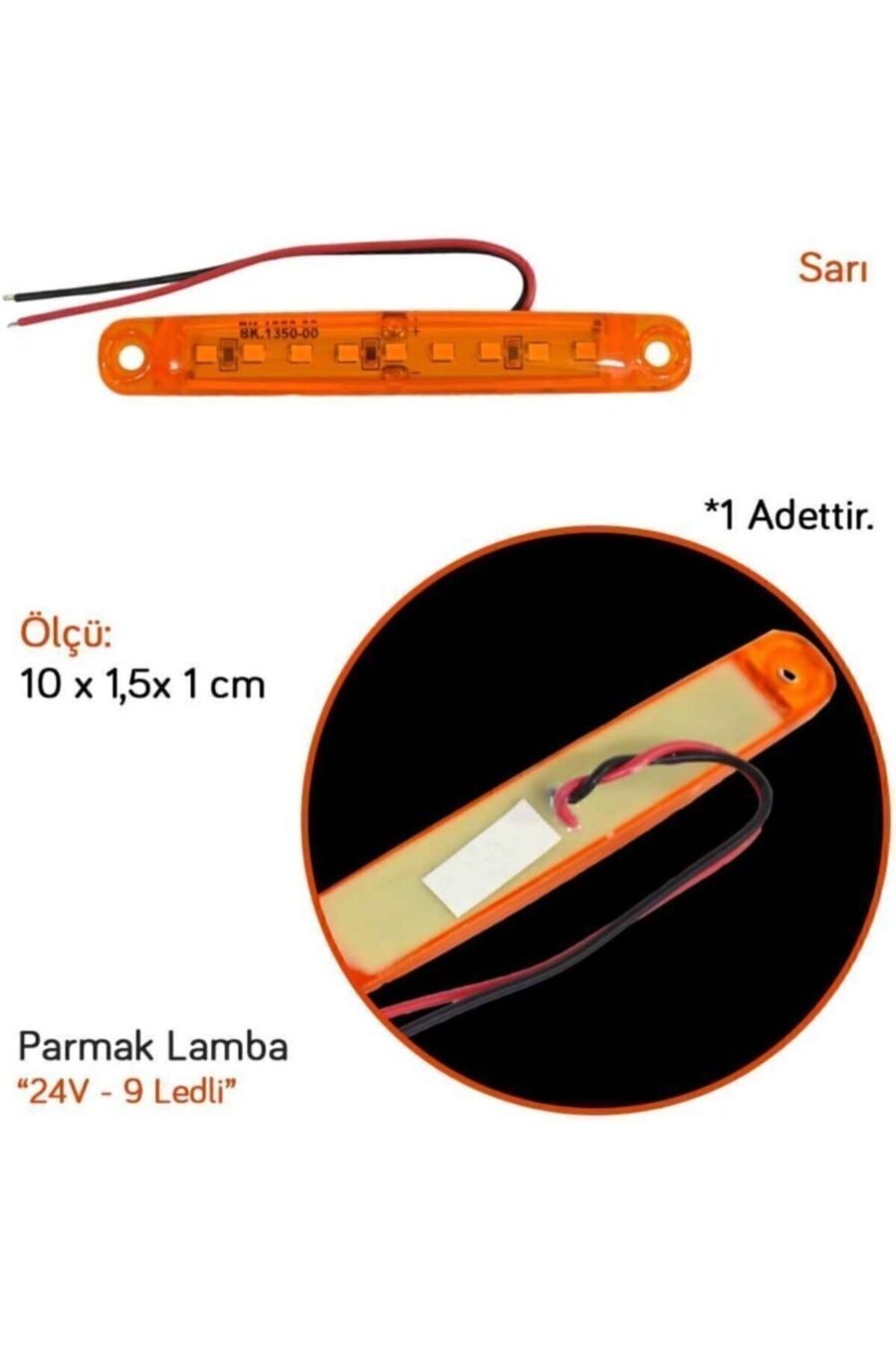 1_org_zoom-362.jpg 9 Ledli Sarı Parmak Led Lamba 12v-24v Uyumlu Led Pozisyon Lambası