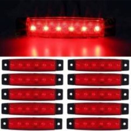 Dorse Parmak Lamba 12 -24 Volt 6 Ledli (Kırmızı Renk) 10 Adet Parmak Led Dorse Kamyon Led Lamba