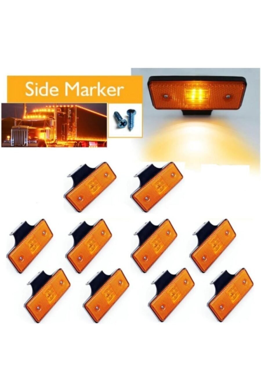 10'lu Yan Marker Lamba Seti - Sarı (24v / E-belgeli)