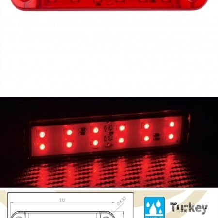 12 Led'li Çift Sıralı Lamba Takımı - Kırmızı (su Geçirmez)