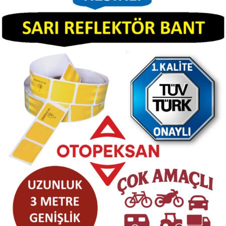 Sarı Kesikli Reflektör Şerit Bant (tüvtürk Onaylı - 3 Metre)