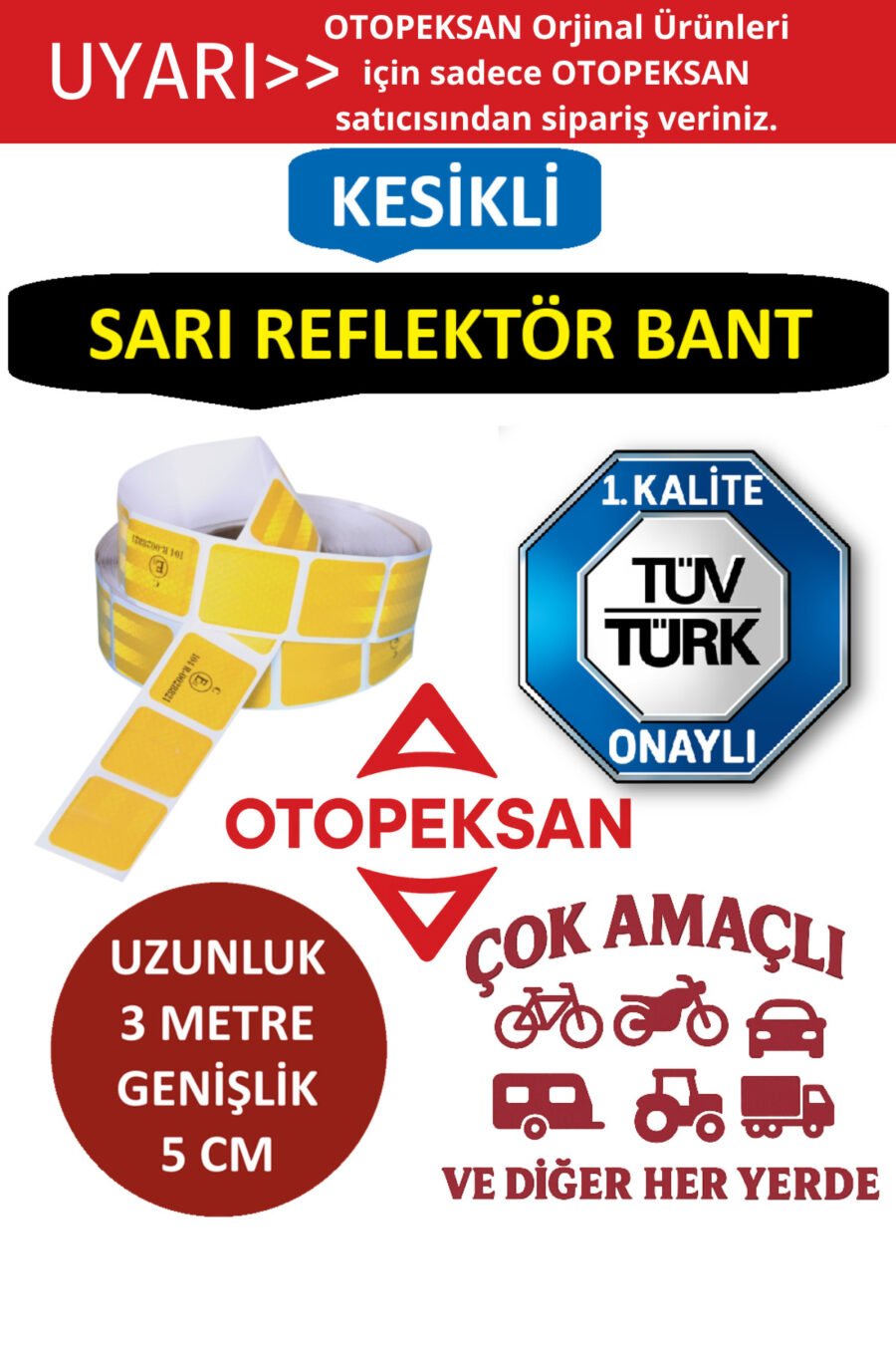 1_org_zoom-45.jpg Sarı Kesikli Reflektör Şerit Bant (tüvtürk Onaylı - 3 Metre)