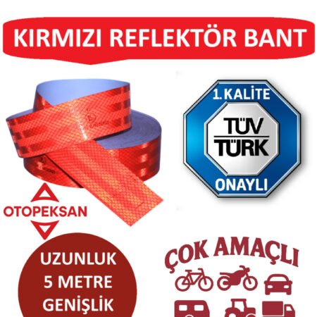 Kırmızı Düz Reflektör Şerit Bant (tüvtürk Onaylı - 5 Metre)