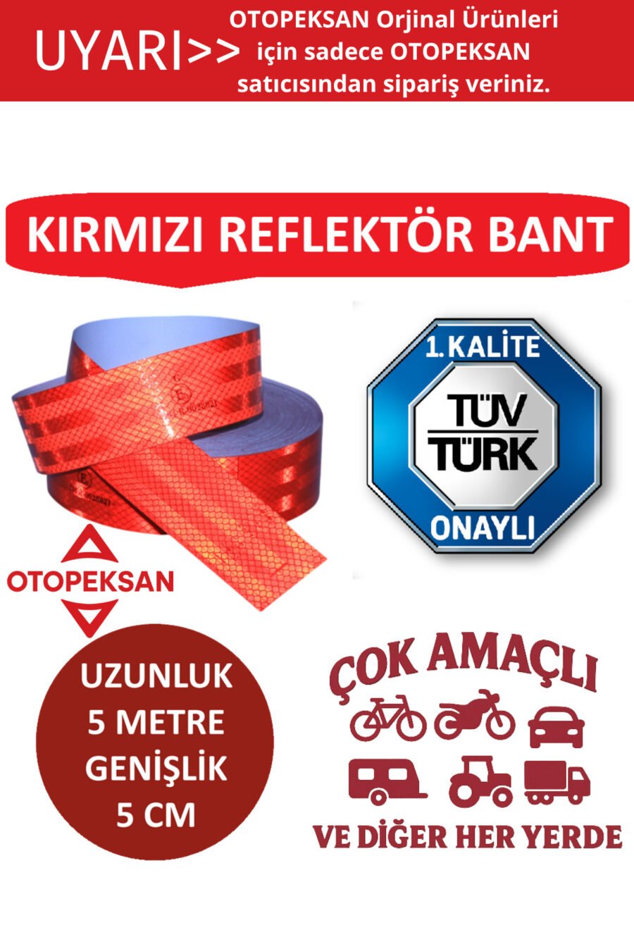 1_org_zoom-48.jpg Kırmızı Düz Reflektör Şerit Bant (tüvtürk Onaylı - 5 Metre)