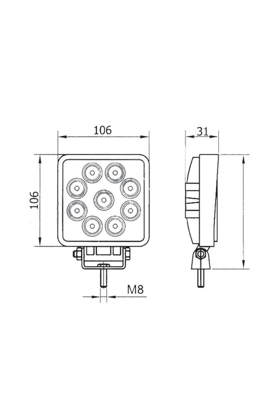 Kare Çalışma Lambası 16 Ledli 48(Power Led) Beyaz - 92