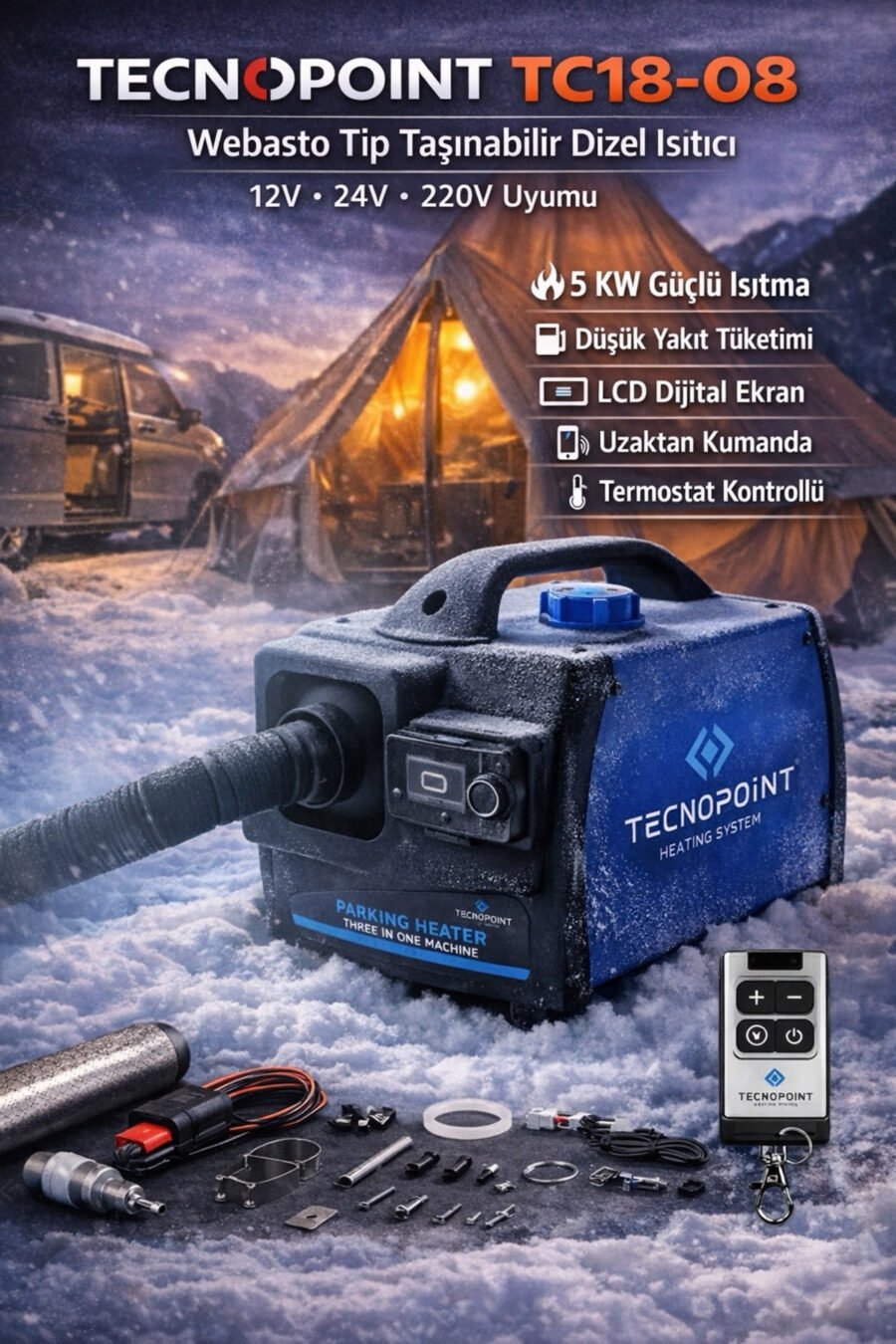 Tc18-08 Webasto Tip Çanta Model Dizel Isıtıcı 12V 24V 220V