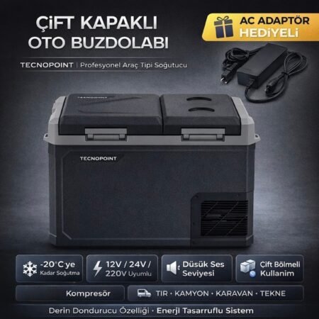 40 Litre Çift Kapak 220V Adaptör Dahil Oto Buzdolabı