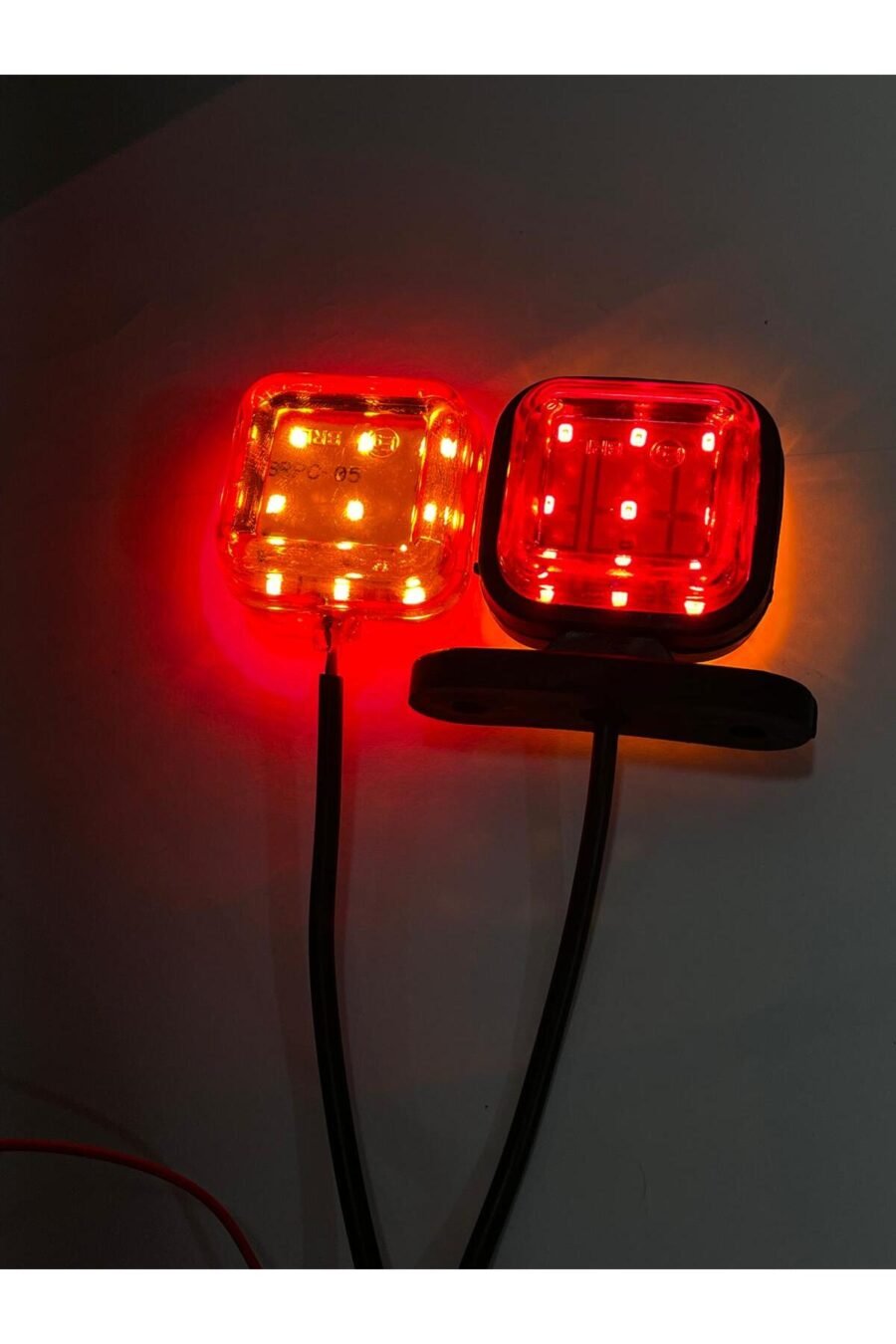 Mini Kare Takoz Ledli Lamba [Sarı-Kırmızı] 10 Adetli [12-24VOLT]