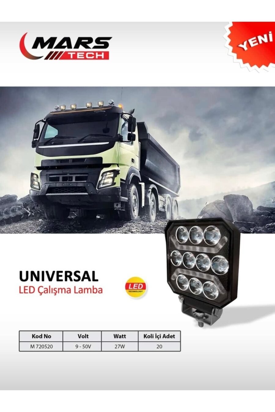 Mars 10 Led Çakarlı Çalışma,geri Vites,dorse,iş Makinası Uyumlu Lamba