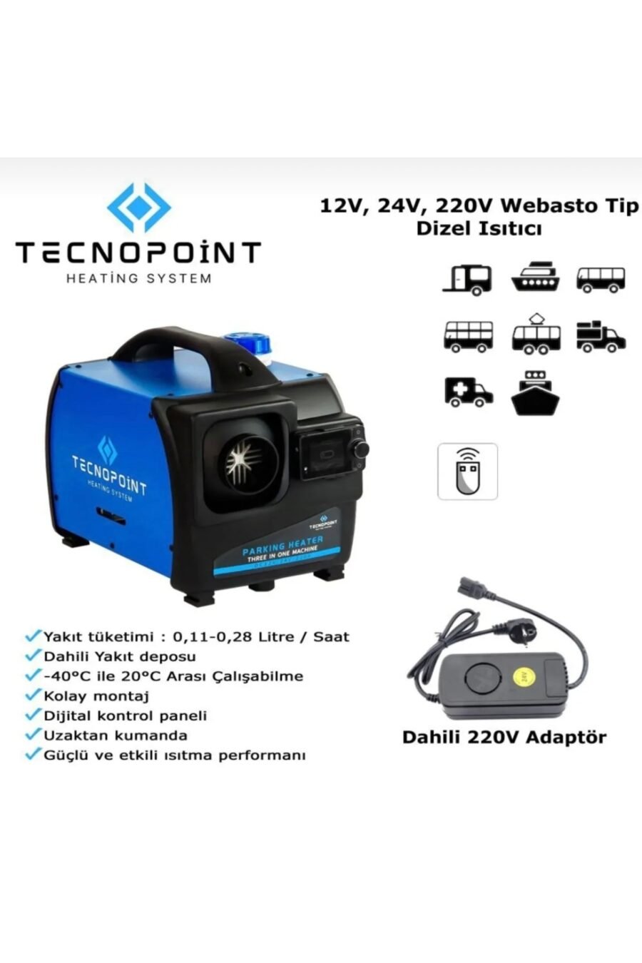 Seyyar Webasto Dızel Isıtıcı 12v -24v - 220v Tekne,karavan,tır,kamyon