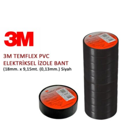 3 M Temflex Siyah Izolebant (Elektrik Bandı) 10'lu