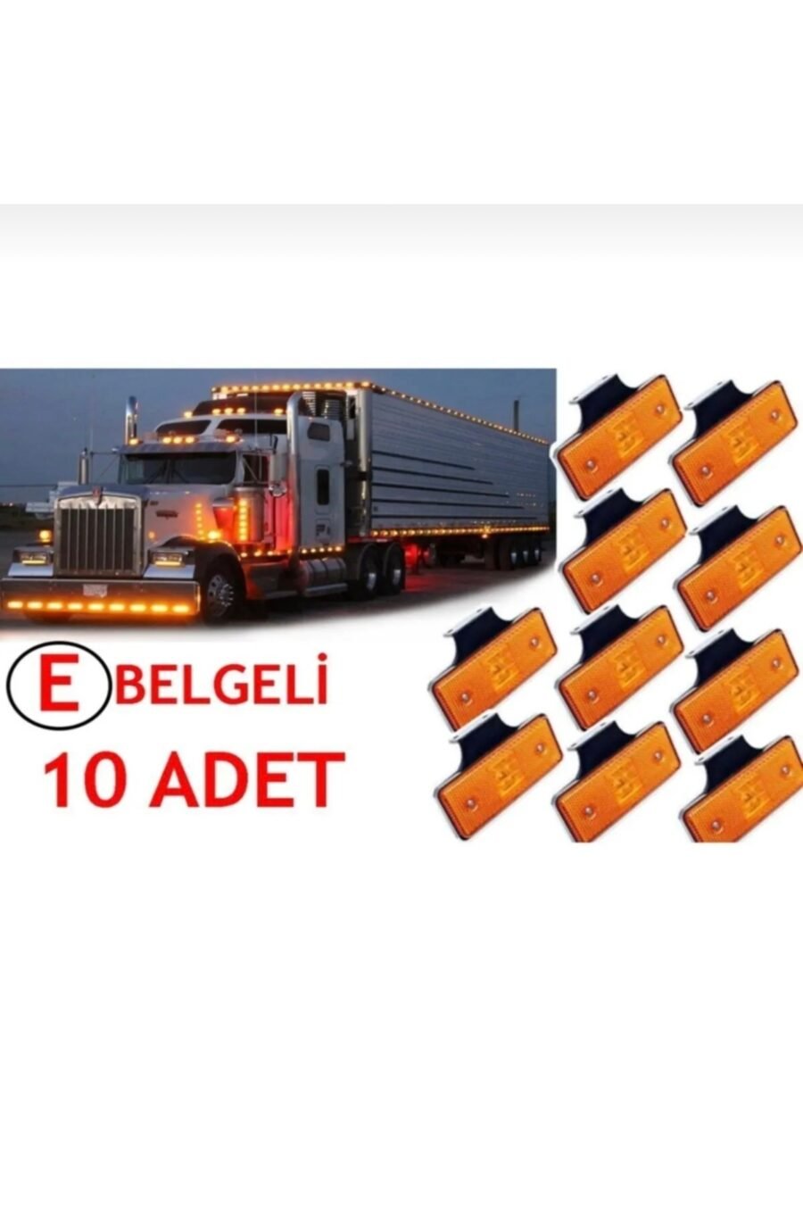 Oto (10 Adet) Side Marker Led Lamba Sarı 12v-24v