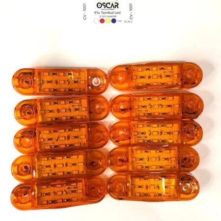 9 Ledli Tombul Parmak Sanel Tip Arkası Kapaklı Turuncu 12v-24v Dekoratif Lamba 10 Adet